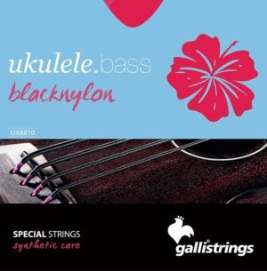 string set for ukulele bass, black nylon tape wound, synthetic nylon core