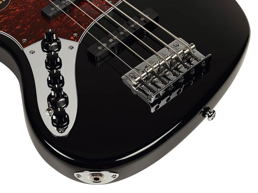 lefty alder 5-string active bass guitar black - Afbeelding 5