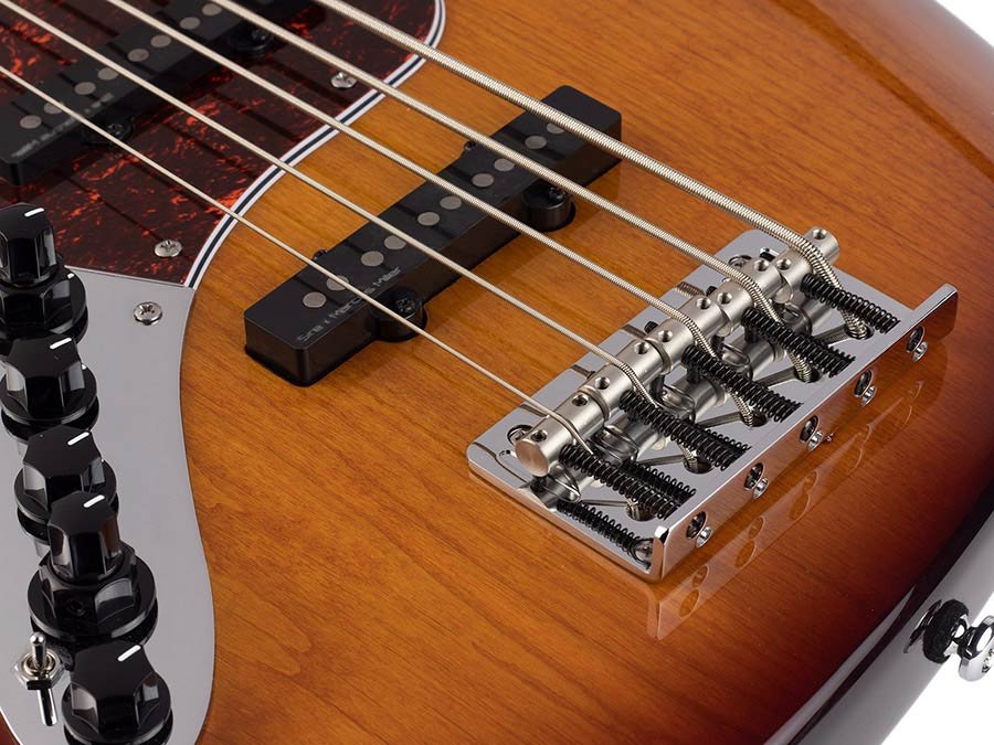 lefty alder 5-string active bass guitar tobacco sunburst - Afbeelding 6