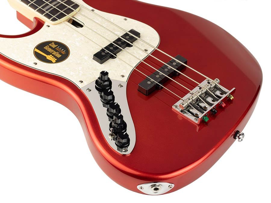 lefty alder 5-string active bass guitar bright metallic red - Afbeelding 5