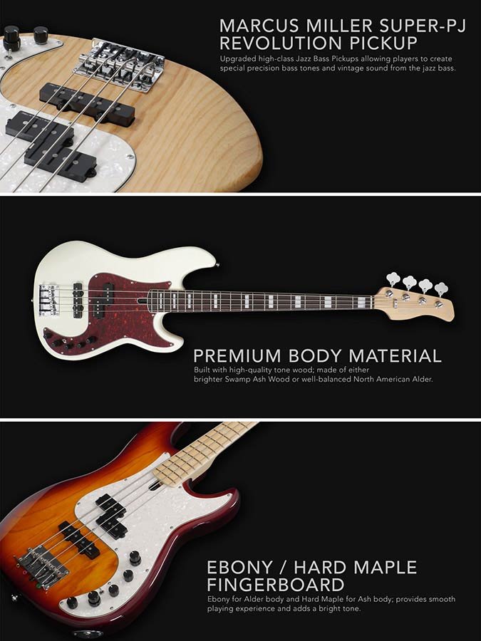 alder 4-string active bass guitar tobacco sunburst - Afbeelding 5