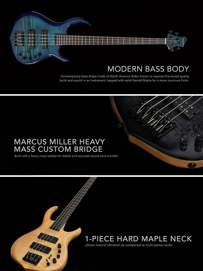 alder + solid maple 4-string bass guitar transparent blue - Afbeelding 17