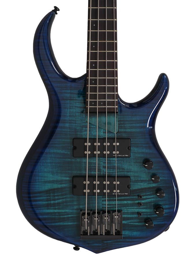 alder + solid maple 4-string bass guitar transparent blue - Afbeelding 3