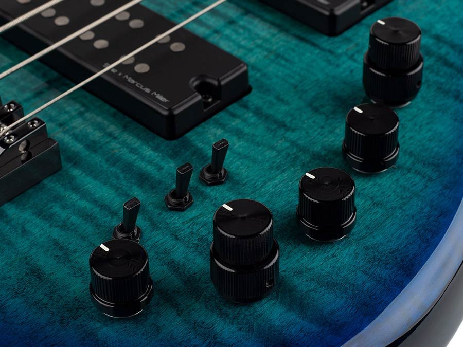 alder + solid maple 4-string bass guitar transparent blue - Afbeelding 7