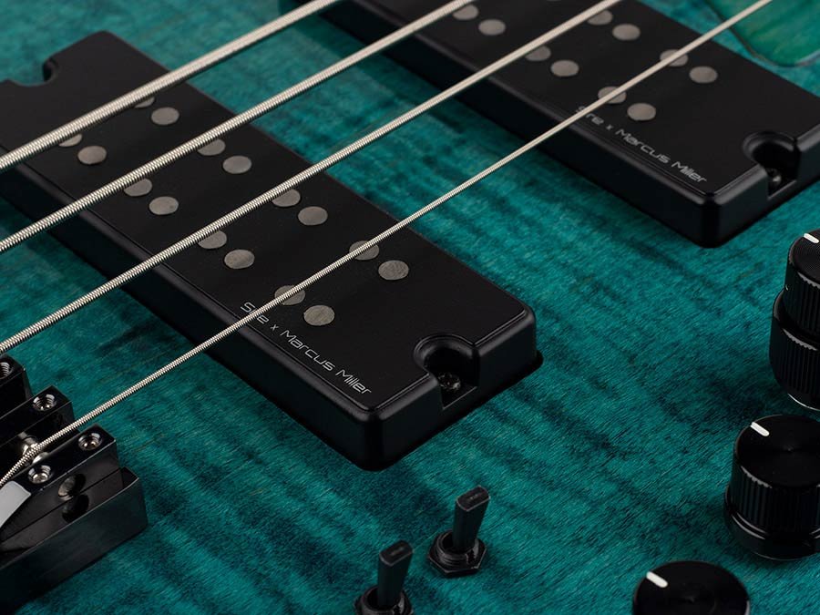 alder + solid maple 4-string bass guitar transparent blue - Afbeelding 8