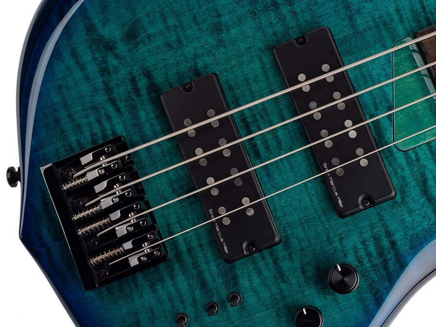alder + solid maple 4-string bass guitar transparent blue - Afbeelding 10