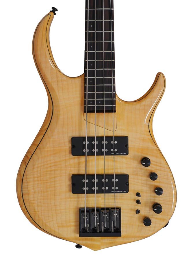 swamp ash + solid maple 4-string bass guitar natural - Afbeelding 4