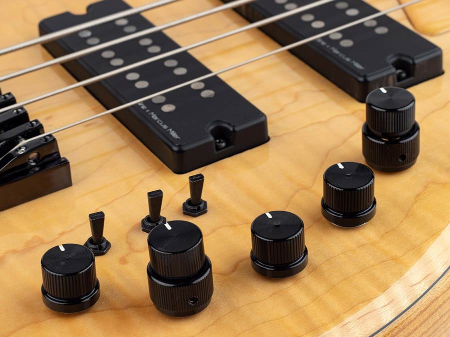 swamp ash + solid maple 4-string bass guitar natural - Afbeelding 9