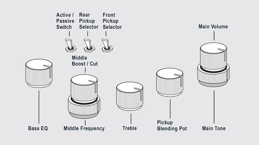 alder + solid maple 5-string bass guitar transparent blue - Afbeelding 3