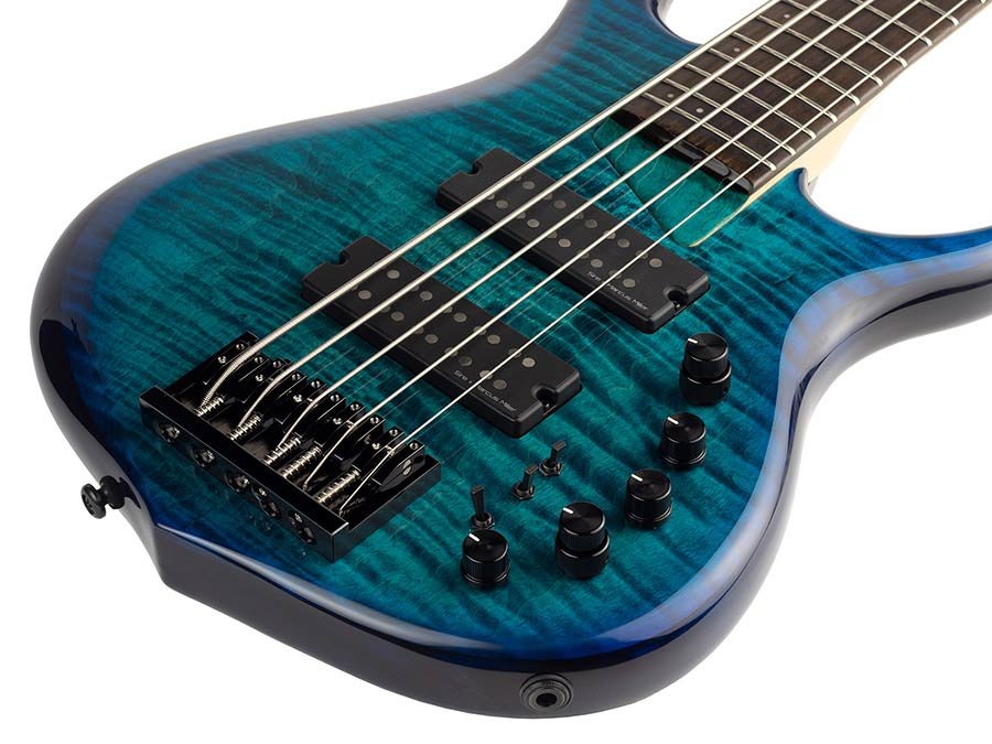 alder + solid maple 5-string bass guitar transparent blue - Afbeelding 4