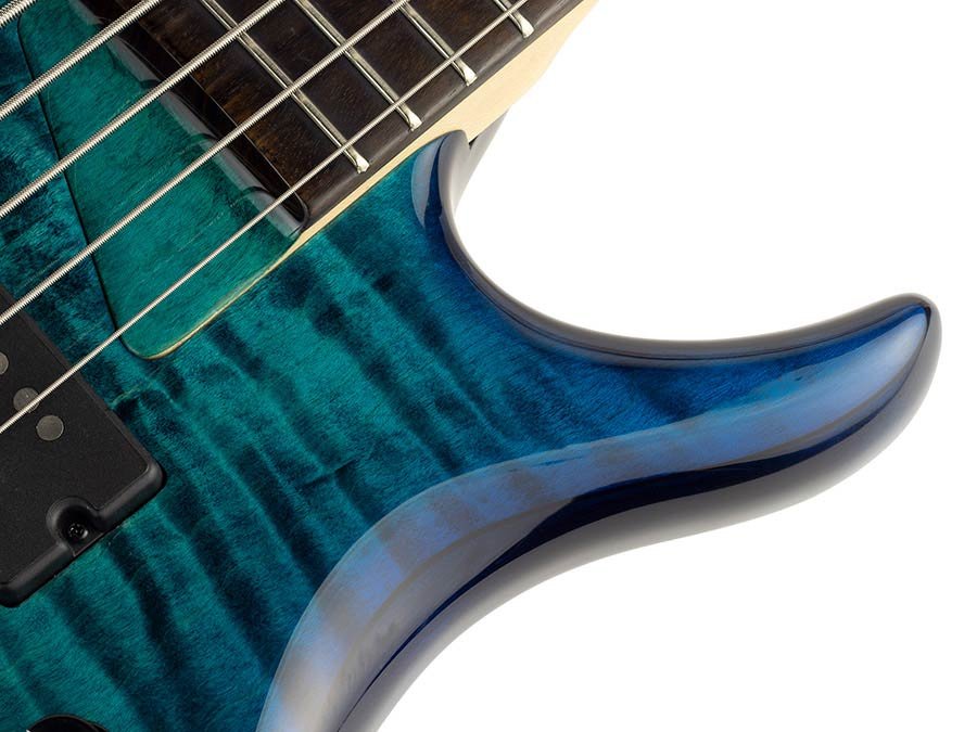 alder + solid maple 5-string bass guitar transparent blue - Afbeelding 7