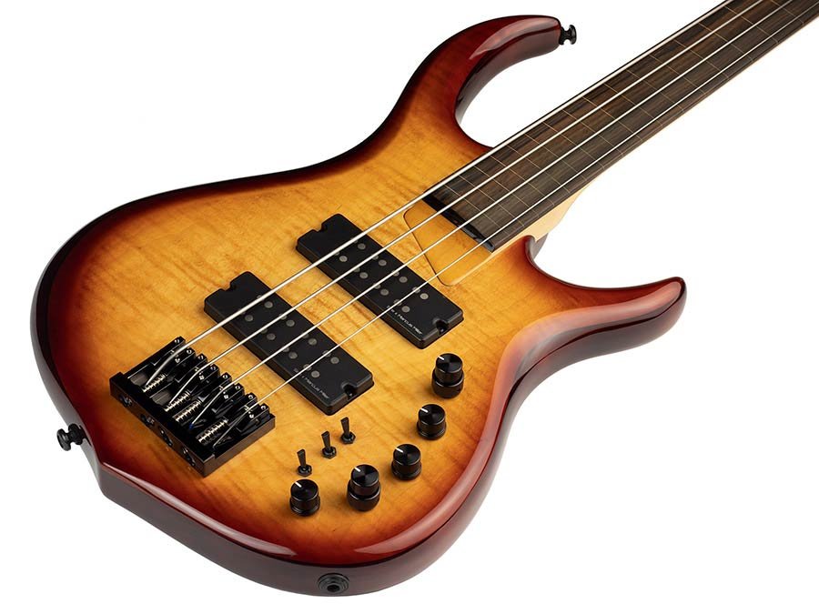 fretless alder + solid maple 4-string bass guitar brown - Afbeelding 4