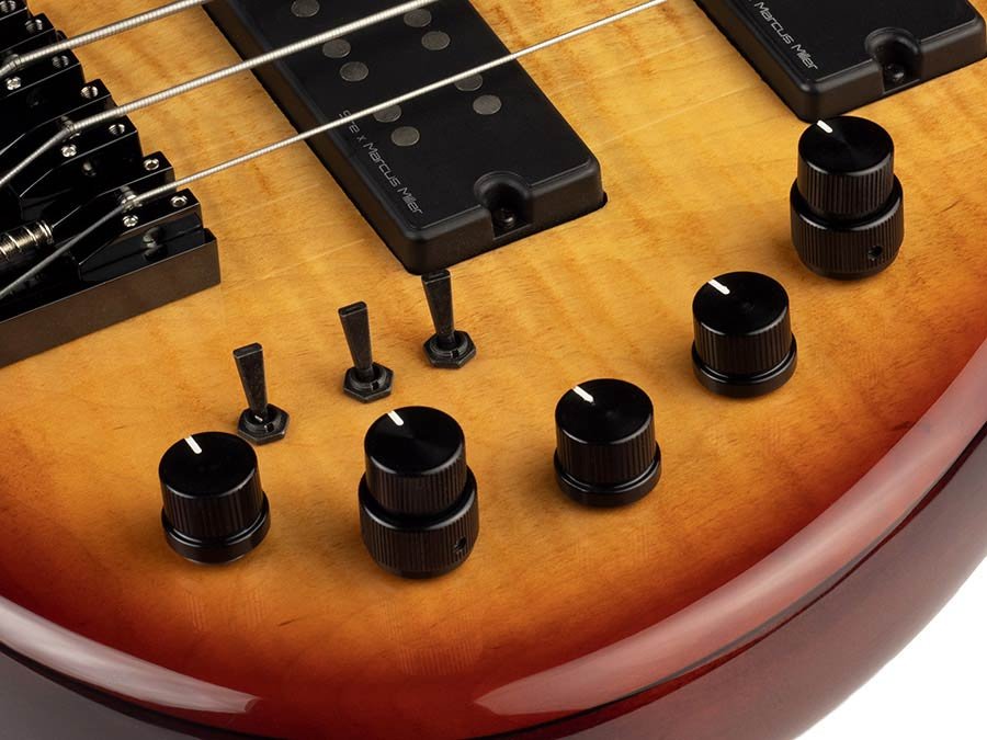 fretless alder + solid maple 4-string bass guitar brown - Afbeelding 6