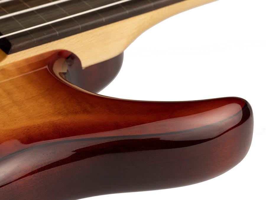 fretless alder + solid maple 4-string bass guitar brown - Afbeelding 8