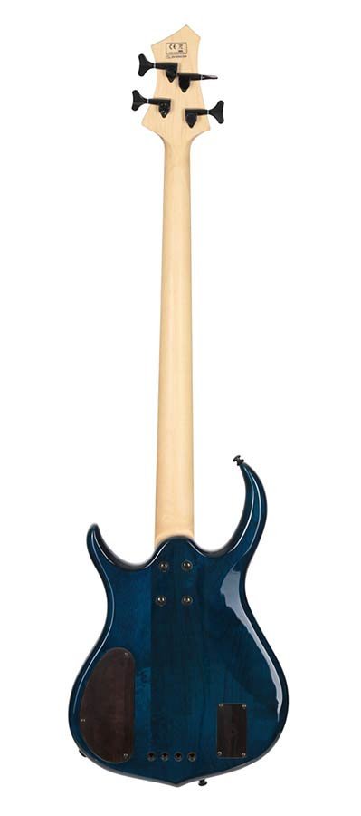 fretless alder + solid maple 4-string bass guitar transparent blue - Afbeelding 2