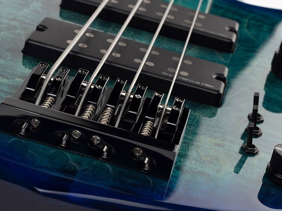 fretless alder + solid maple 4-string bass guitar transparent blue - Afbeelding 6