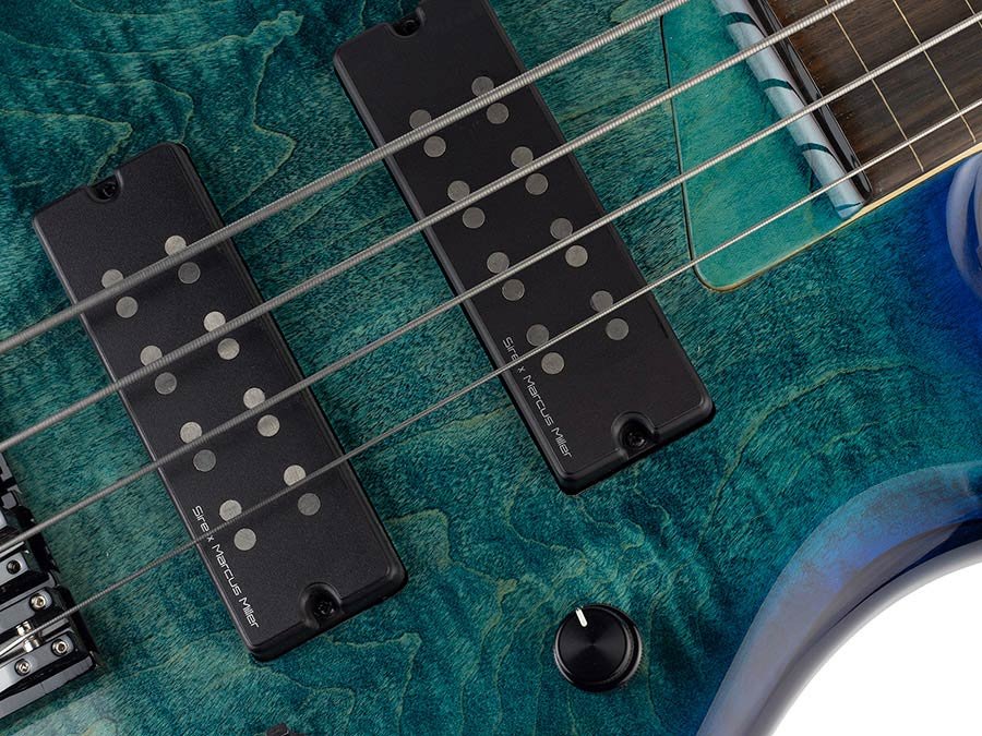 fretless alder + solid maple 4-string bass guitar transparent blue - Afbeelding 9