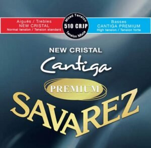 string set classic, New Cristal trebles MT, Cantiga Premium silver wound basses HT, mixed tension