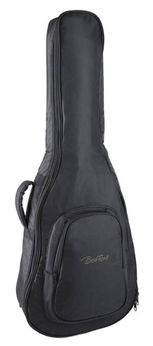 gig bag for acoustic guitar, 6 mm. padding, nylon, 2 straps, large pocket, black