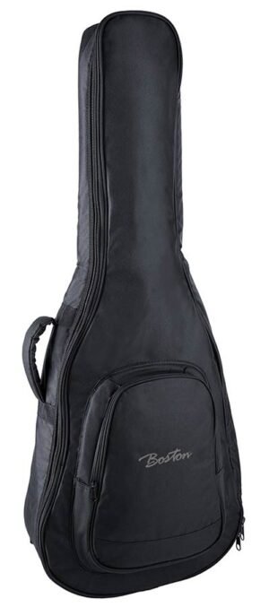 gig bag for acoustic guitar, 15 mm. padding, cordura, 2 straps, multiple pockets, black