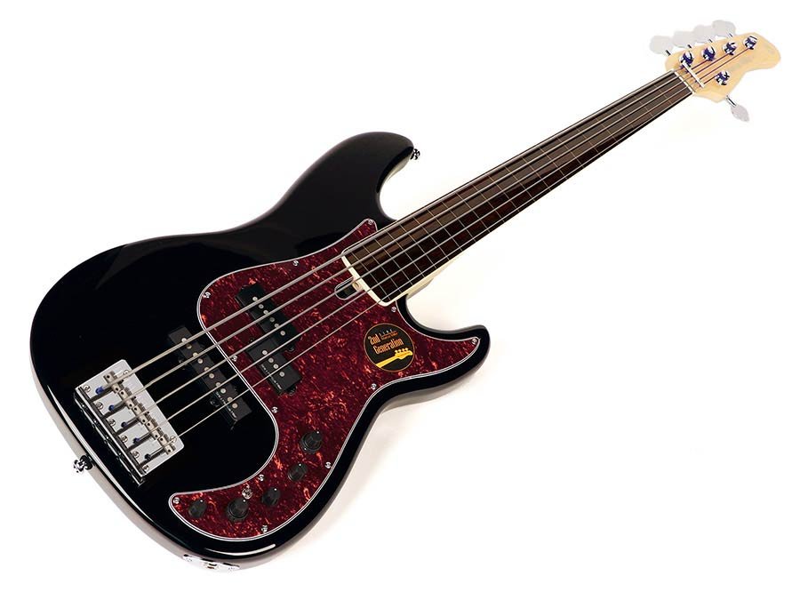fretless alder 5-string active bass guitar black - Afbeelding 8