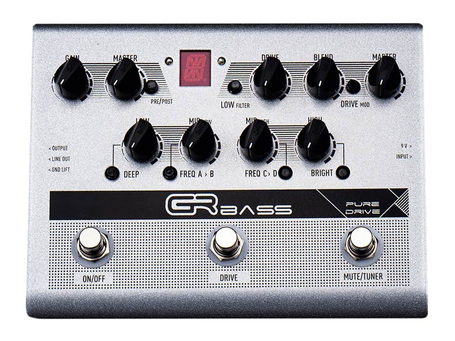 preamp pedal, with overdrive, 4 band EQ, tuner, DI, efx loop, line out