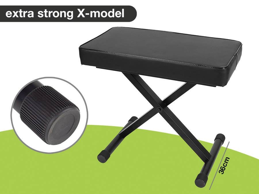 keyboard bench, extra strong X-model, with EZ lock, leather look seat 30 x 60 cm - Afbeelding 2