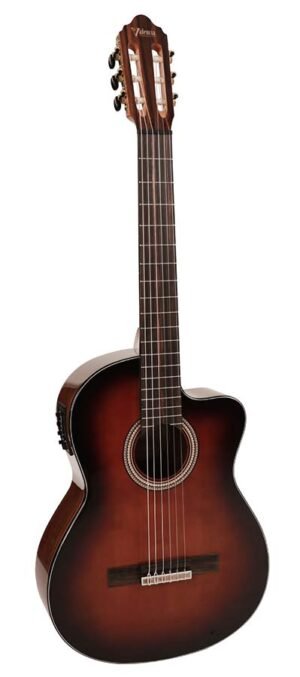 classic guitar 4/4, sitka spruce & walnut, preamp and cutaway, brown sunburst