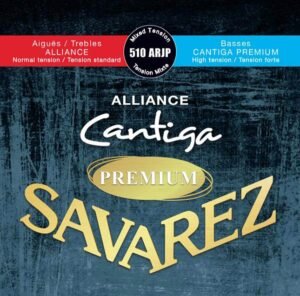string set classic, Alliance trebles, Cantiga Premium basses, mixed tension