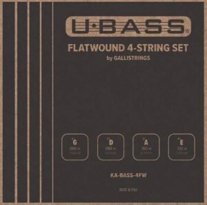 string set for ukulele bass, flatwound chrome steel on synthetic core, 4-string