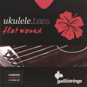 string set for ukulele bass, flatwound chrome steel on synthetic core, 5-string