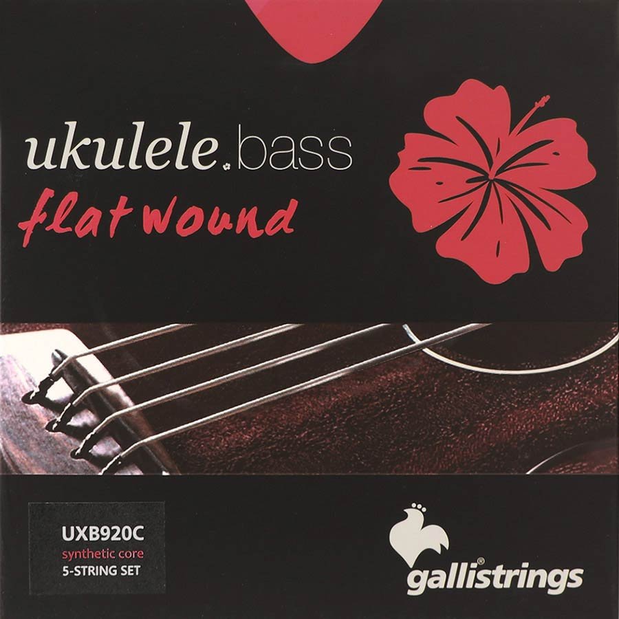 string set for ukulele bass, flatwound chrome steel on synthetic core, 5-string