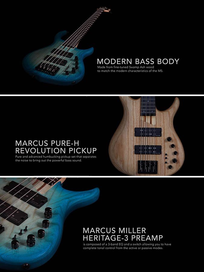 swamp ash 4-string active bass guitar transparent blue - Afbeelding 12