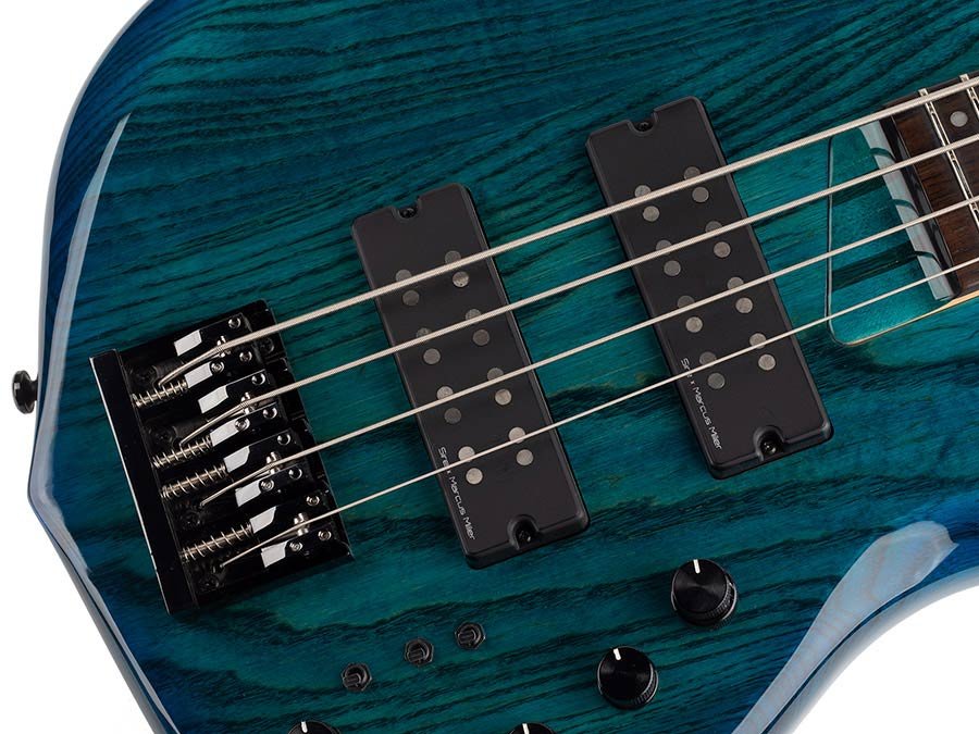 swamp ash 4-string active bass guitar transparent blue - Afbeelding 9