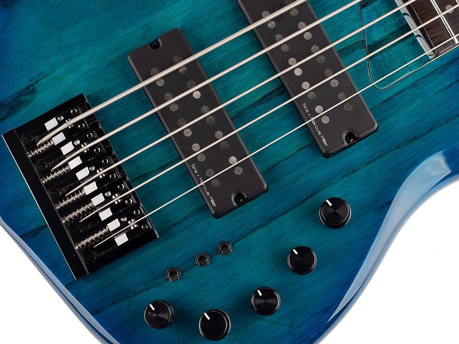swamp ash 5-string active bass guitar transparent blue - Afbeelding 9