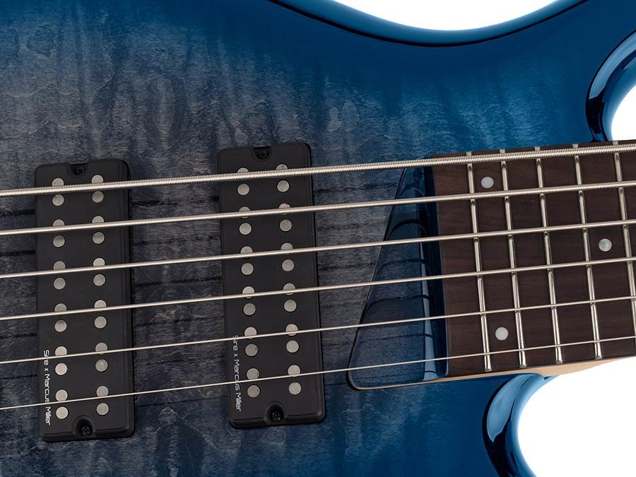 alder + solid maple 6-string bass guitar transparent blue - Afbeelding 7