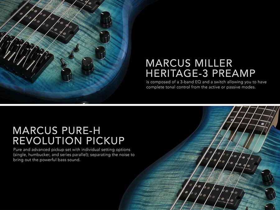 alder + solid maple 6-string bass guitar transparent blue - Afbeelding 10