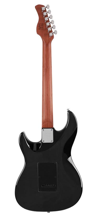 electric guitar S-style with flamed maple top transparent black - Afbeelding 2