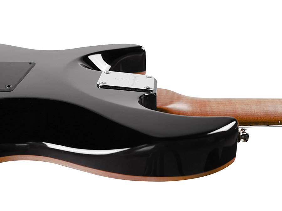 electric guitar S-style with flamed maple top transparent black - Afbeelding 9