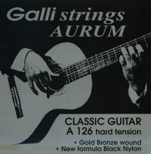 string set classic, gold bronze wound, black nylon trebles, hard tension