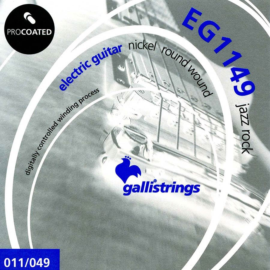 string set electric, coated nickel round wound, jazz rock, 011-014-018-028-038-049