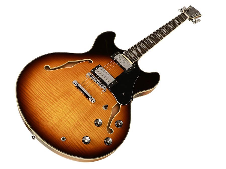 electric archtop guitar vintage sunburst - Afbeelding 5