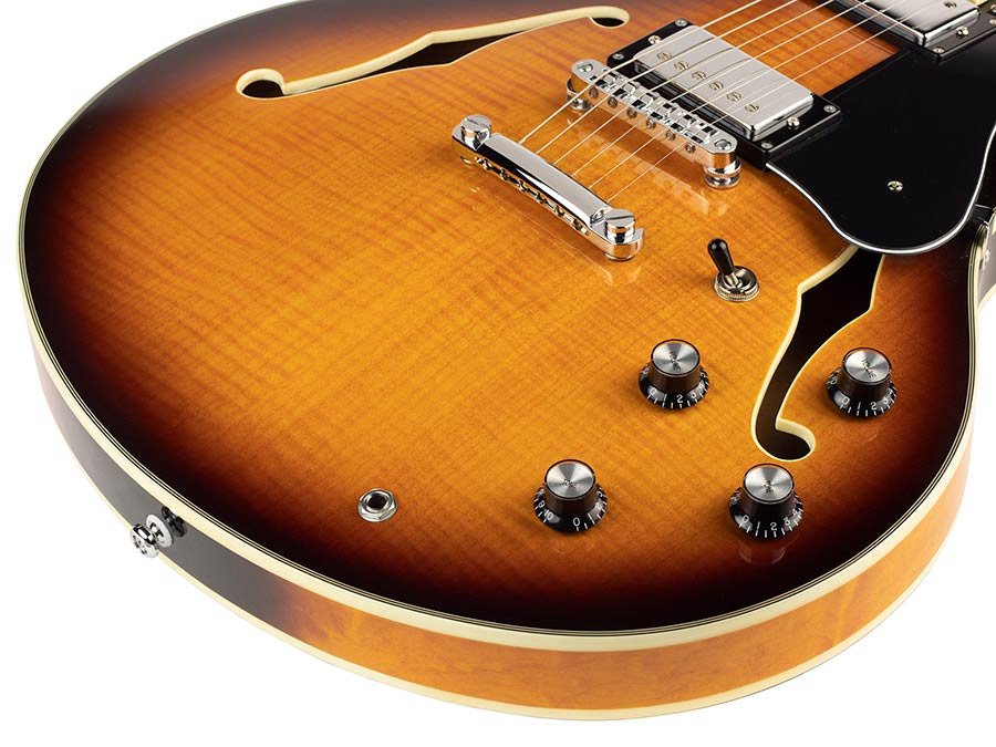 electric archtop guitar vintage sunburst - Afbeelding 6