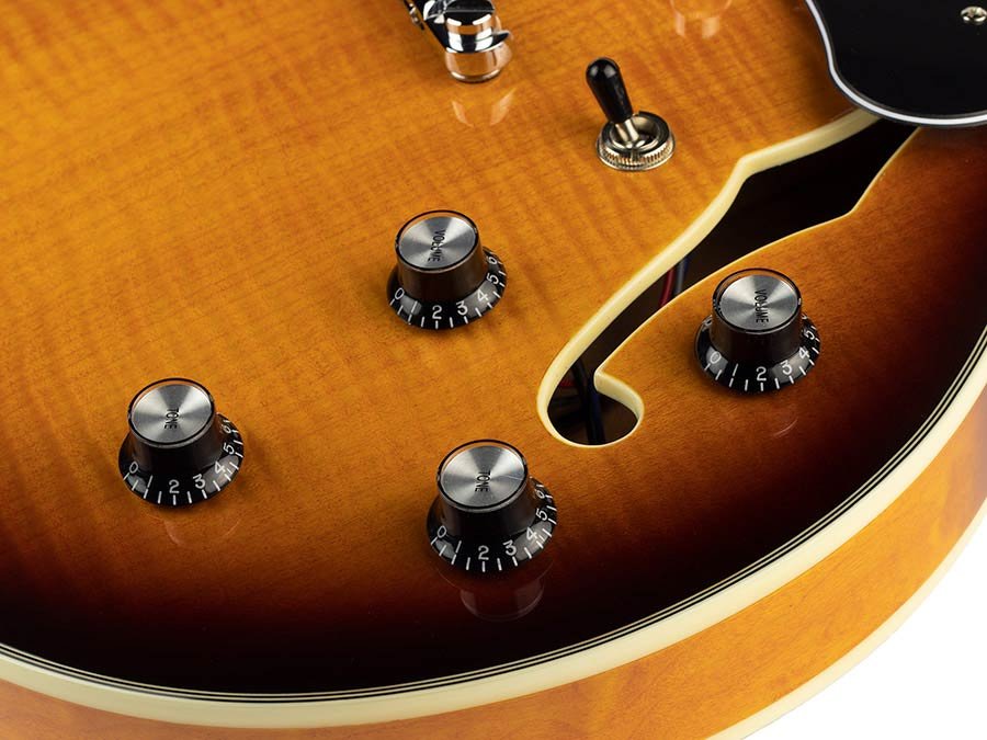 electric archtop guitar vintage sunburst - Afbeelding 7