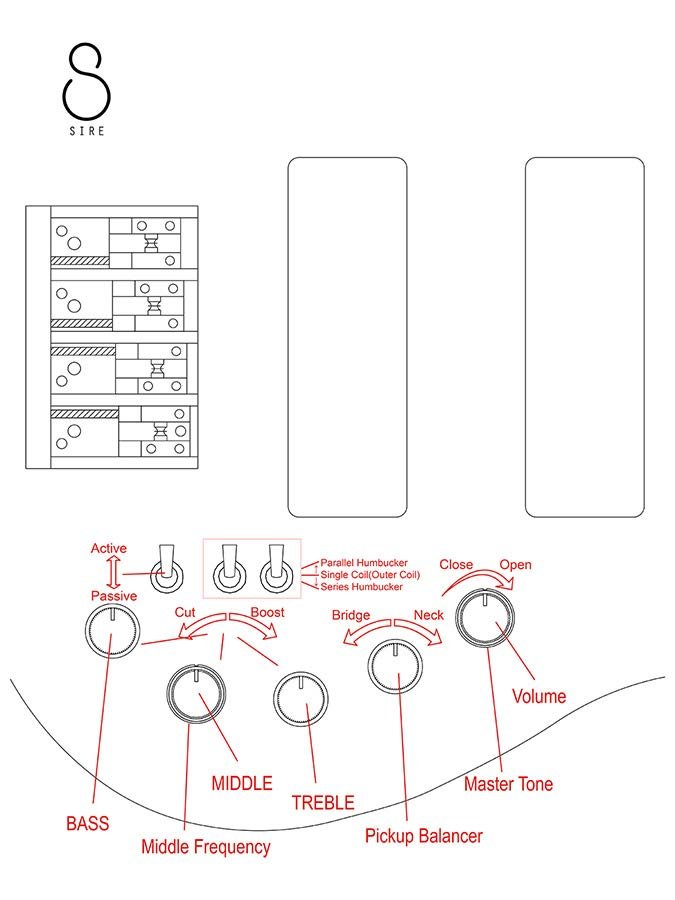 alder + solid maple 6-string bass guitar transparent black - Afbeelding 19