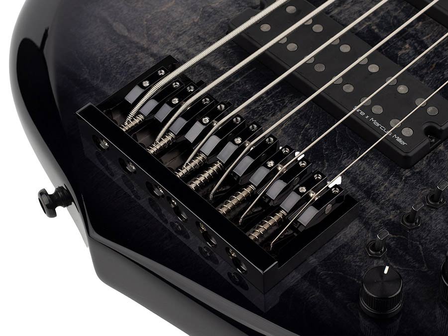 alder + solid maple 6-string bass guitar transparent black - Afbeelding 5