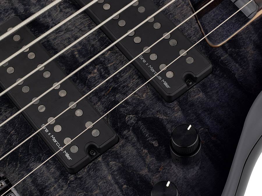 alder + solid maple 6-string bass guitar transparent black - Afbeelding 7