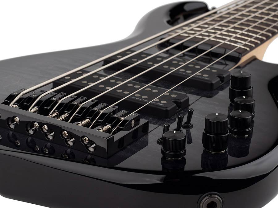 alder + solid maple 6-string bass guitar transparent black - Afbeelding 8