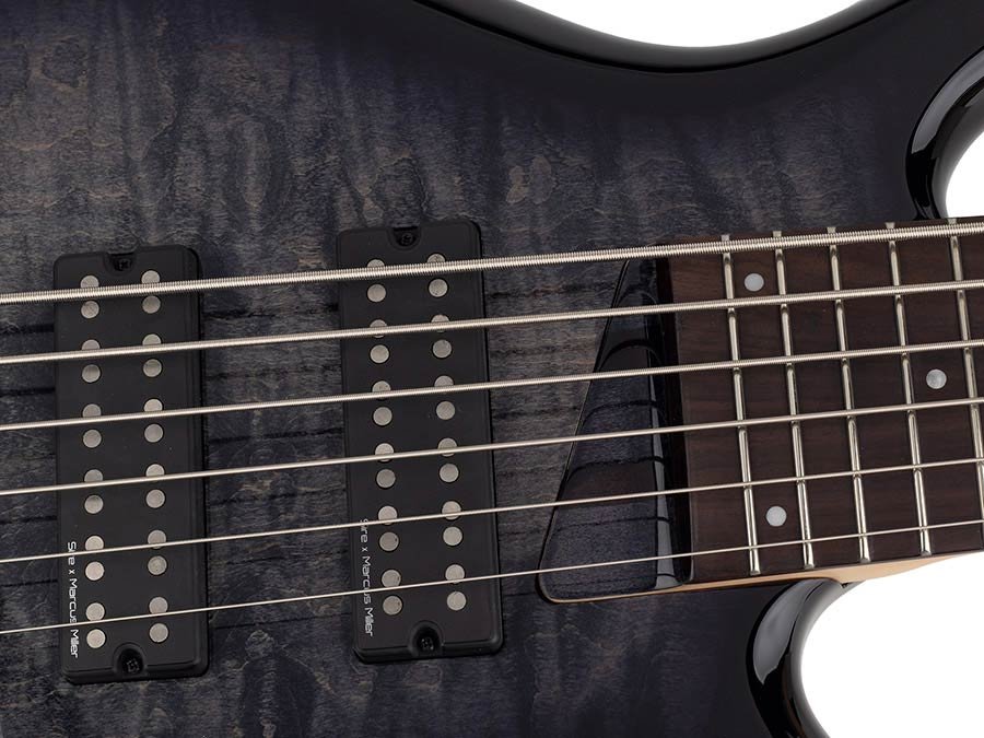 alder + solid maple 6-string bass guitar transparent black - Afbeelding 9