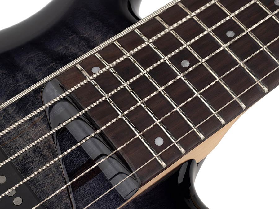 alder + solid maple 6-string bass guitar transparent black - Afbeelding 10